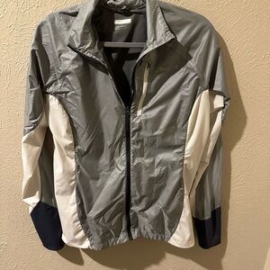 Marmot Gray and White Packable Zip Windbreaker